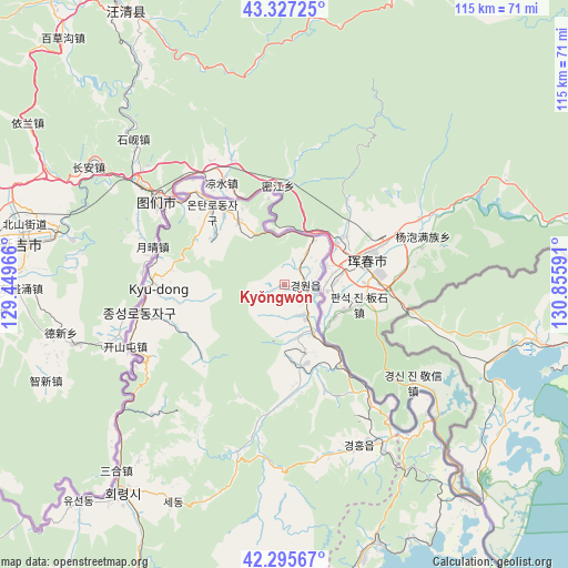 Kyŏngwŏn on map