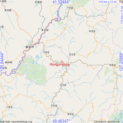 Hŭngju-dong on map