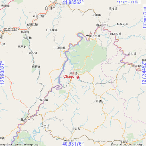 Chasŏng on map