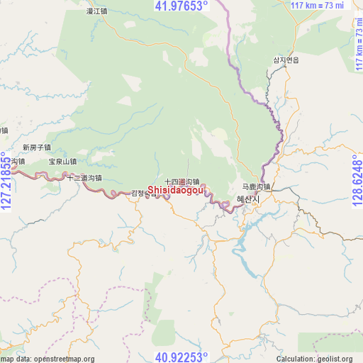 Shisidaogou on map