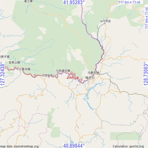 Jinhua on map