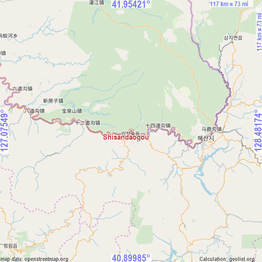 Shisandaogou on map