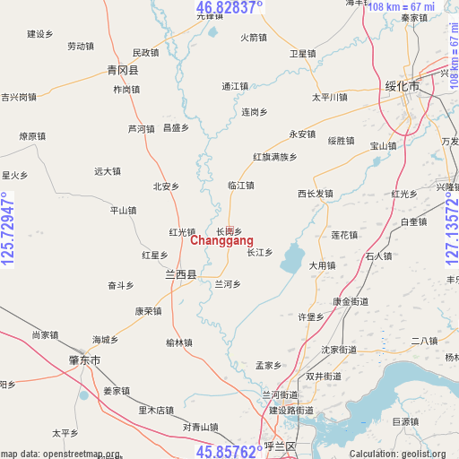 Changgang on map