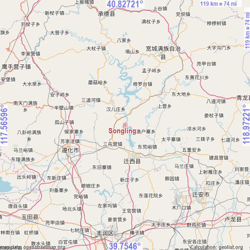 Songling on map