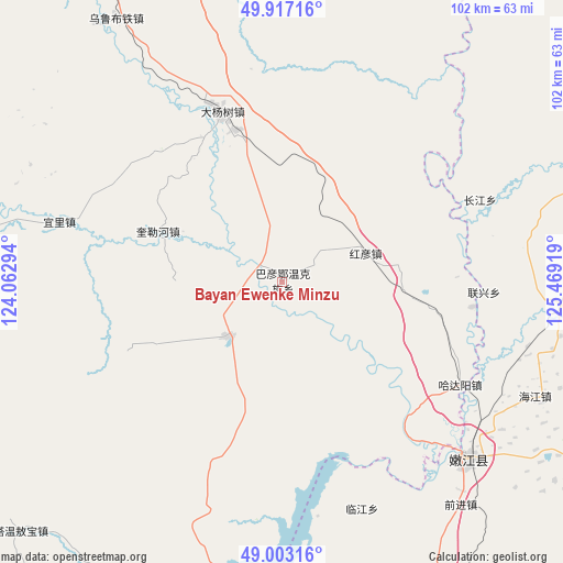 Bayan Ewenke Minzu on map