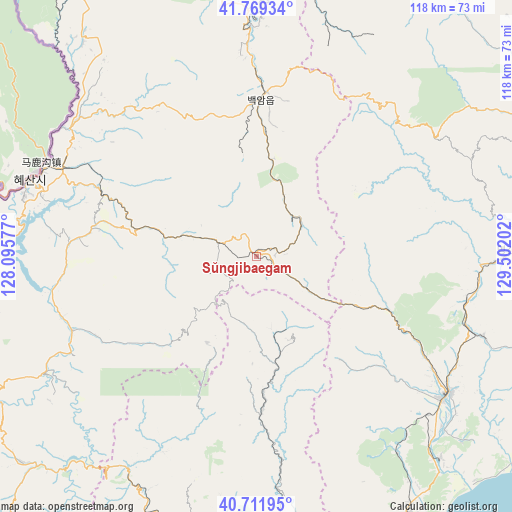 Sŭngjibaegam on map
