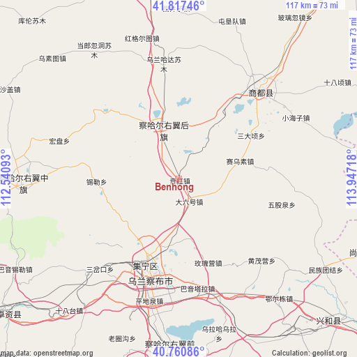 Benhong on map