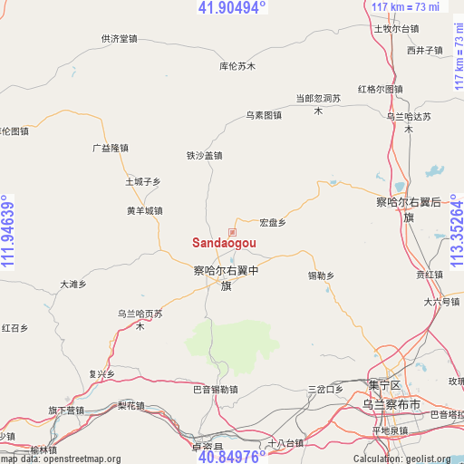 Sandaogou on map