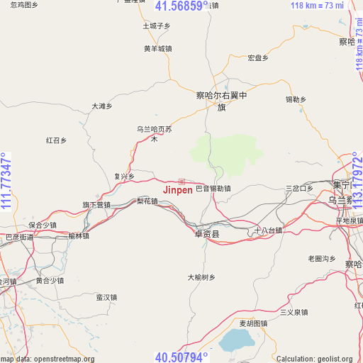 Jinpen on map