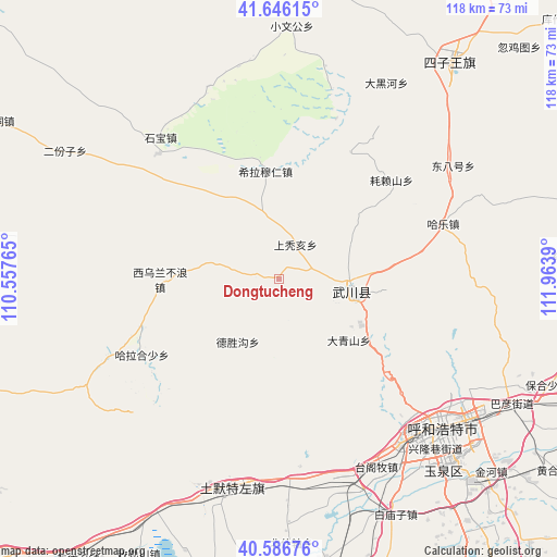 Dongtucheng on map