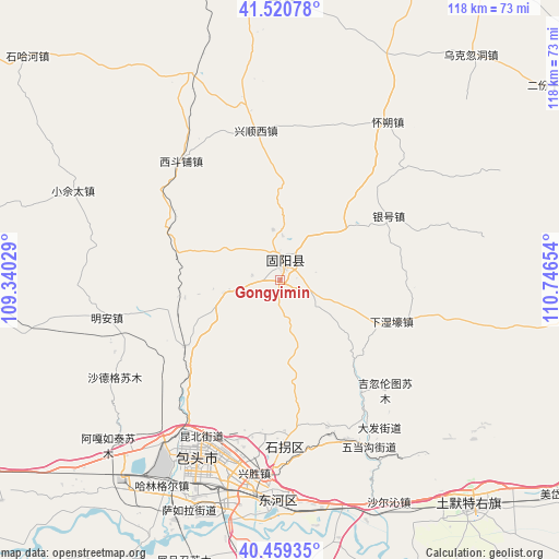 Gongyimin on map