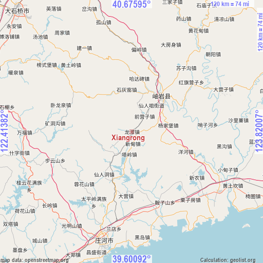 Xiangrong on map