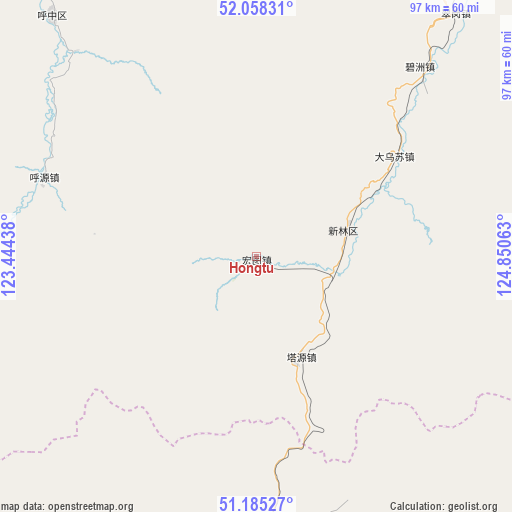 Hongtu on map