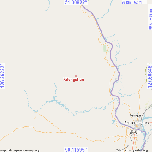 Xifengshan on map