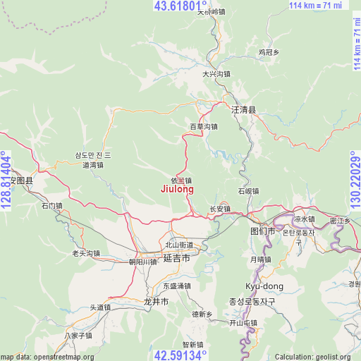 Jiulong on map