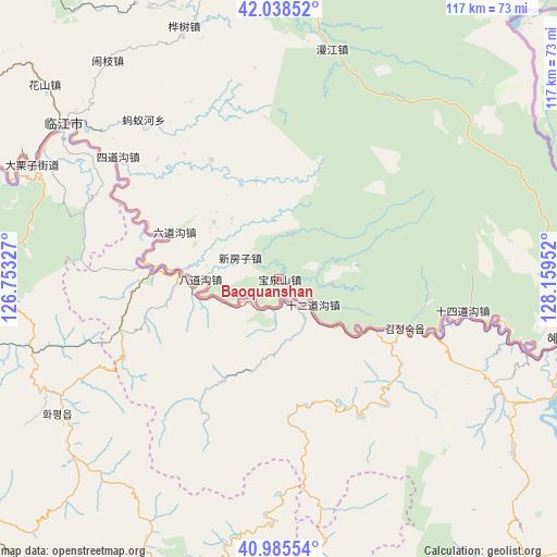 Baoquanshan on map