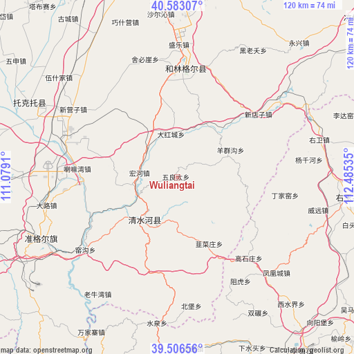 Wuliangtai on map