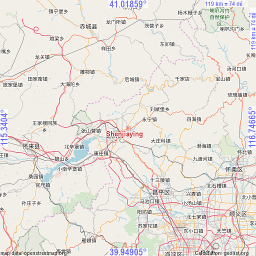 Shenjiaying on map