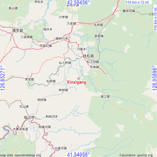 Xinxigang on map