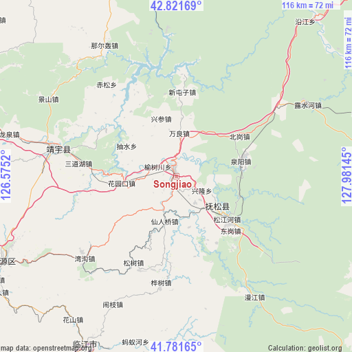 Songjiao on map