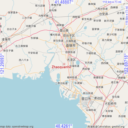 Zhaoquanhe on map