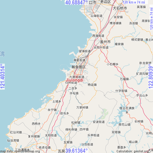 Jiulongdi on map