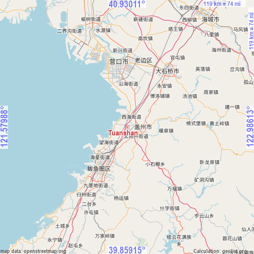 Tuanshan on map