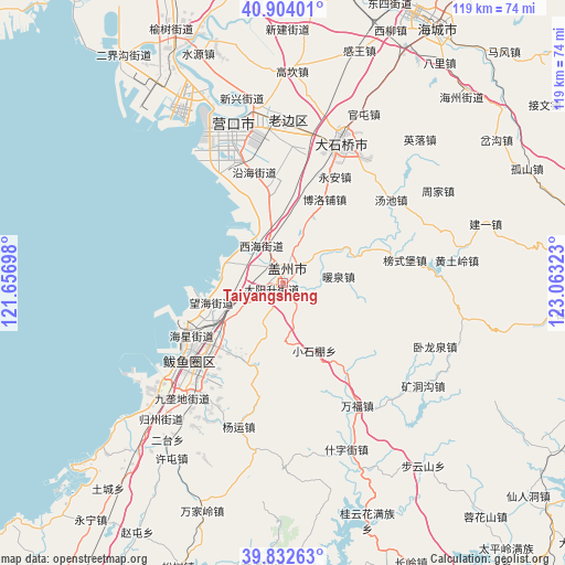 Taiyangsheng on map