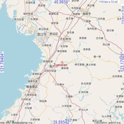 Tuandian on map