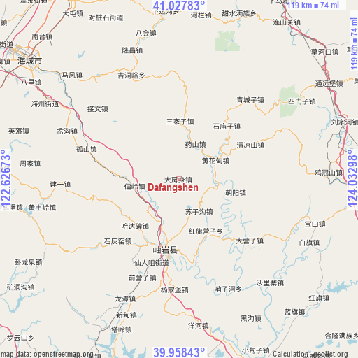 Dafangshen on map