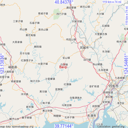 Baiqi on map