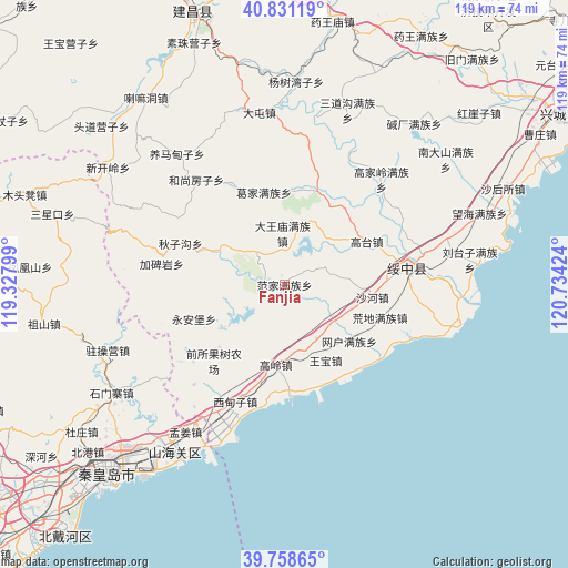 Fanjia on map