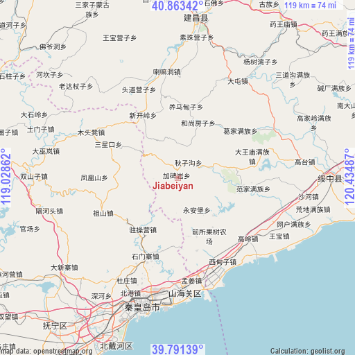 Jiabeiyan on map