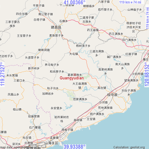 Guangyudian on map