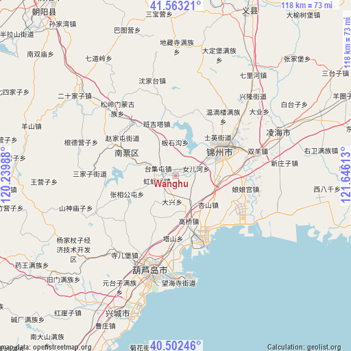 Wanghu on map