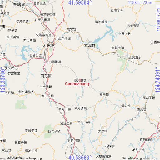 Caohezhang on map