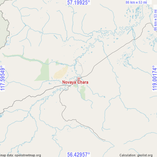 Novaya Chara on map