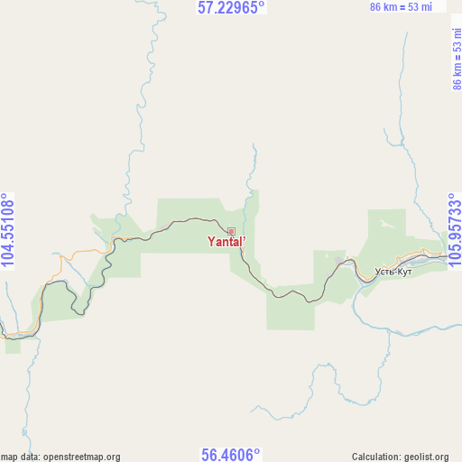 Yantal’ on map