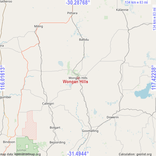 Wongan Hills on map