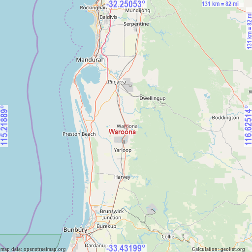 Waroona on map