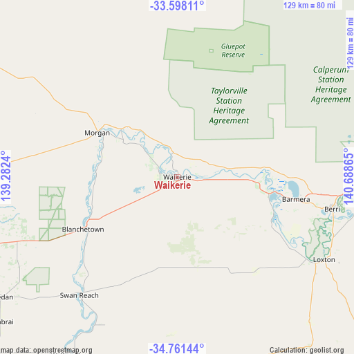 Waikerie on map