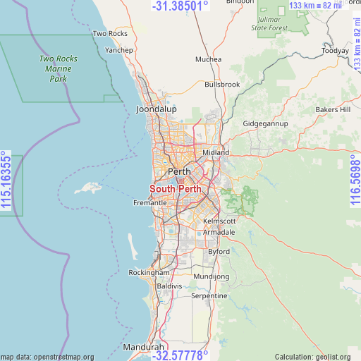 South Perth on map