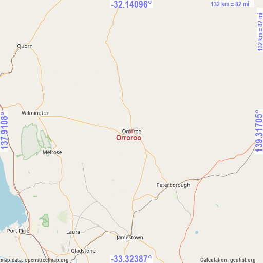 Orroroo on map