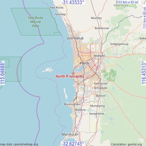 North Fremantle on map