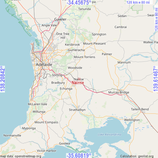 Nairne on map