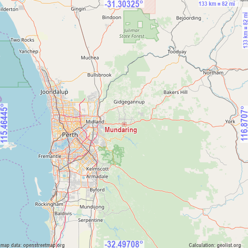 Mundaring on map