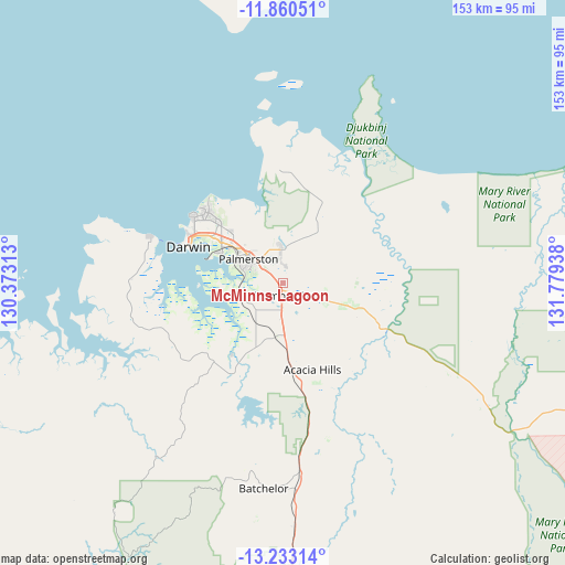 McMinns Lagoon on map