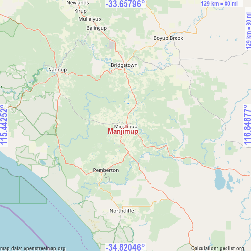 Manjimup on map