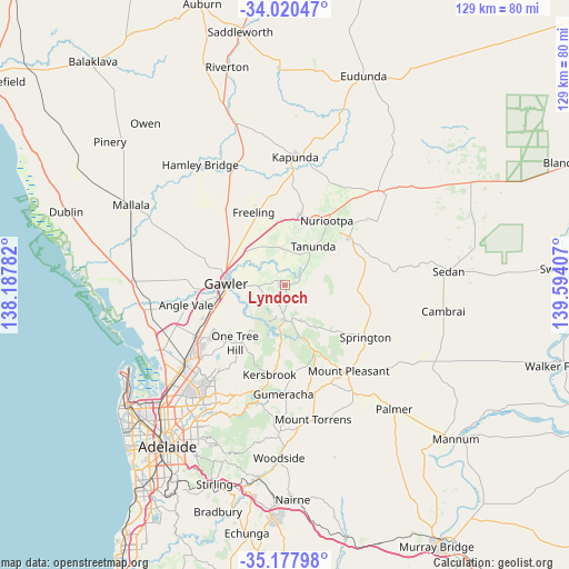 Lyndoch on map