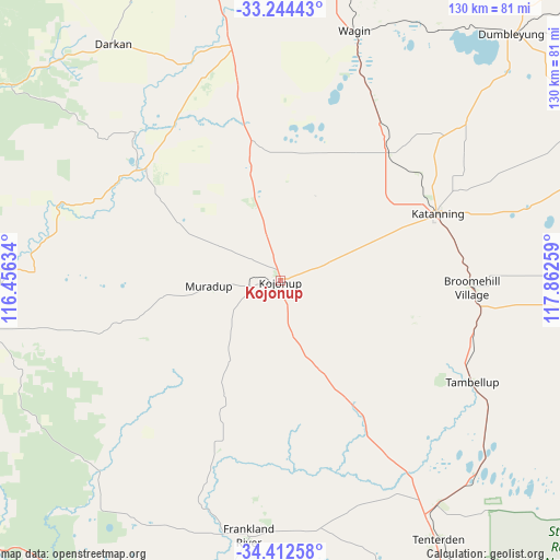 Kojonup on map